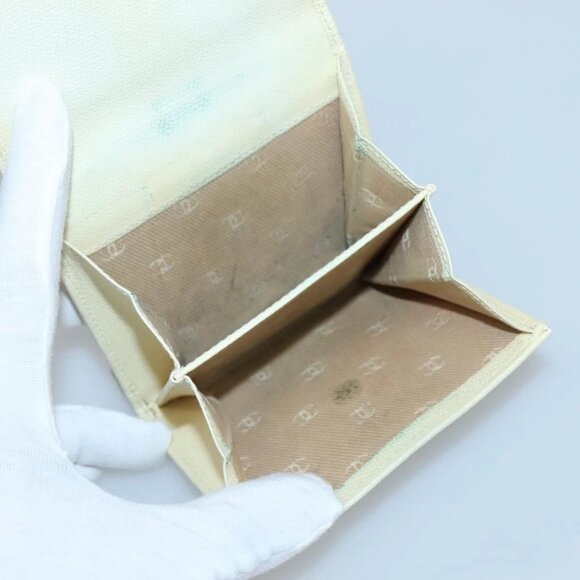 CHANEL Bifold Wallet Leather White Gold CC Auth - Picture 9 of 16